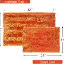 Orange Bathroom Rugs Sets 2 Piece, Extra Soft and Absorbent Chenille Bath Mat, Machine Washable Mat, Fall Bathroom Mats Non Slip Bath Rugs, 16x24 and 20x32 Inches