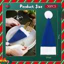 30 Pack Christmas Santa Hats Silverware Holders Mini Santa Hats Xmas Party Dinner Table Dinnerware Decorations Christmas Party Supplies for Red Wine Bottle, Knife, Fork, Candy(Blue)