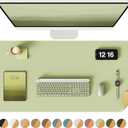 YSAGi Double-Sided Desk Pad, 35.4"x17" Leather Desk Mat, Eco Cork Desk Pad Protector,Large Mouse Pad,Waterproof Desk Blotter for Office/Home (Matcha Green/Cork)