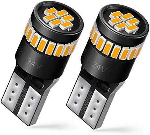 AUXITO 194 LED Bulb Amber Yellow 168 2825 W5W T10 Wedge 24-SMD 3014 Chipsets Replacement Bulbs for Car Dome Map License Plate Courtesy Step Lights (Pack of 2)