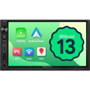 Eonon Android 13 Double Din Car Stereo 7 Inch Apple CarPlay Radio Android Auto Touch Screen, Bluetooth, Fast Charge, AM/FM, SWC, 1080P Backup Camera Input - UA13