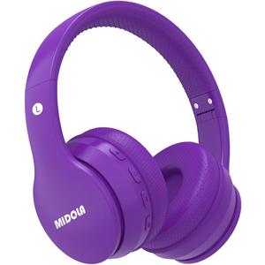 MIDOLA Kids Headphones Bluetooth 5.3 Wireless 60H Play Time Volume Limit 85/110dB Over Ear Foldable Protection Headset/Wired AUX Cord Mic for Child Boy Girl Travel School Phone Pad Tablet Purple