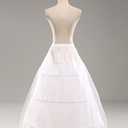 Women's 3 Hoops Floor Length Wedding Petticoat for Prom Quinceanera Dress PE08 (Medium, White)