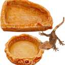 Reptile Water Dish Food Bowl Bearded Dragon Bowls, 2 Pack Reptile Food Bowl for Hermit Crab Bearded Dragon Lizard Gecko Frog Tortoise (1PC Corner and 1PC Round Bowls)