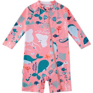 Baby Girl One Piece Swimsuit Sunsuit with Full-Length Zipper UPF 50+ Sun Protection Infant Swimwear, Size 6-9M