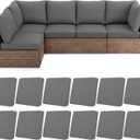 HEBE Stretch Patio Cushion Covers Set 12pcs,Waterproof Outdoor Couch Covers Replacement,Washable Reusable Seat Cushion Slipcovers for Patio Furniture Protector,Chair Cushion Cover