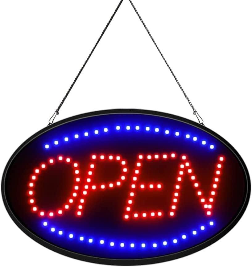 Jumbo 24" x 13" LED Neon Sign with Motion - "Open" (Red/Blue) B30