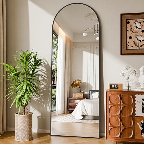 NBGV 58"x20" Floor Mirror Full Length, Arched Full Length Mirror with Stand, Full Body Mirrors for Bedroom Living Room or Cloakroom Black