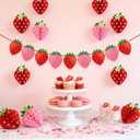 13PCS Strawberry Party Decorations Honeycomb Balls Banner Berry First Birthday Hanging Decor Table Centerpieces