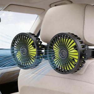 Car Fans for Backseat Kids, Car Fans Dual Head that Blow Cold Air, Cooling USB Back Seat 3 Speed 360 Degree Rotatable Headrest Fan, Adjustable Clip Vehicles Rear Seat Air Fan