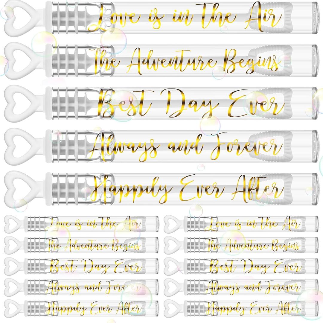 120 Count Wedding Mini Bubble for a Wedding Wands Bulk Heart Bubble Wand for Guests Send Off Party Supplies Valentine Anniversaries Celebration (Love Forever)