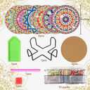 Vcekract Diamond Painting Coasters, 6 Pcs Mandala Diamond Art Coasters with Holder, Crafts Kits for DIY Coasters, Adult Crafts Projects Kits Women