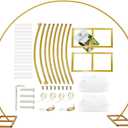 LANGXUN 9.5ft Large Size Metal Circle Balloon Arch Stand Decoration, Arch Frame for Birthday Wedding Graduation Decorations and Event Party Supplies, Baby Shower Photo Background (Gold)