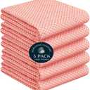 Orange Honeycomb Kitchen Towels 5 Pack, 16x26 Inch, 100% Cotton, Quick Drying, Soft & Absorbent, Reusable, Washable Dish Towels for Drying, Cleaning, Kitchen & Dining Use