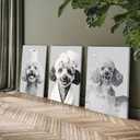 3pcs Black And White Animal Bathroom Wall Art Funny Dog Painting Picture Wall Decor Teddy With Bath And Overhead Toilet Paper Rolls Poster Print Artwork For Bedroom Bathroom Hotel 16x24 Inch Framed