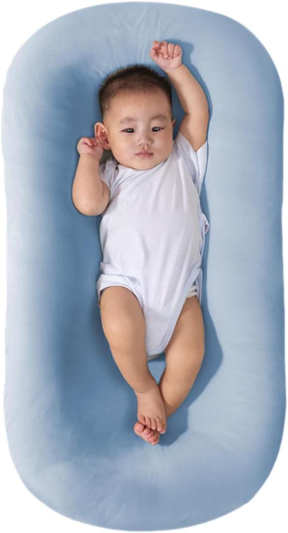 Baby Lounger for Newborn 0-24 Months, Infant Nest Sleeping for Baby in Bed, Soft Breathable Washable Newborn Lounger for Baby (Blue,0-12 Months)
