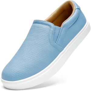 STQ Wide Toe Box Slip On Shoes for Women | Business Casual Shoes for Women Trendy Fashion Sneakers Lightweight Loafers Shoes (6.5 Wide, Denim Blue)