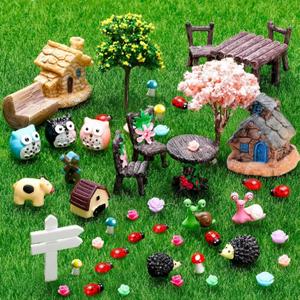 Skylety 64 Pieces Fairy Garden Accessories Mini Animals Ornament Kit Animal Figurines Miniature Micro Landscape Accessories for Dollhouse Decoration Plant House DIY Craft Decor