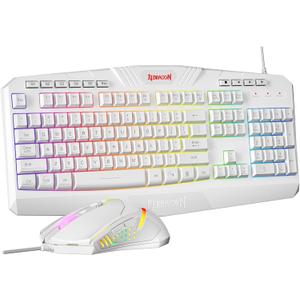 Redragon Updated Programmable Gaming Keyboard and Mouse, RGB Backlit Keyboard Mouse with Software, Independent Macro Record Keys, Value Combo Set, White - S101-3 PRO