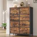 SONGMICS Dresser for Bedroom, Chest of Drawers, Steel, MDF, 8 Non-Woven Fabric Drawers, Storage Organizer Unit, Closet, Entryway, Rustic Brown and Ink Black ULGS124B02S