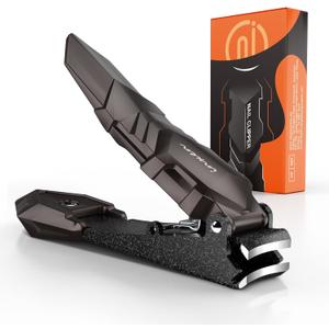 Nail Clippers for Men with Catcher  No Splash, Self-Collecting Premium Steel Clippers for Fingernails & Toenails, Ideal Gift & Grooming Gifts, Great Gadget & Stocking Stuffer Gift