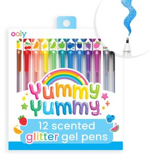 Ooly Scented Yummy Yummy Glitter Gel Pens Set of 12-1.00mm NIB Scented Glitter Pens for Kids and Adults, Art and Stationery Supplies