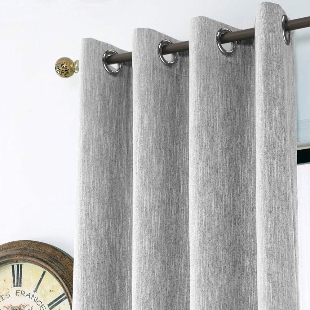 Melodieux Elegant Cotton Room Darkening Blackout Curtains for Living Room Bedroom Thermal Insulated Grommet Drape, 52 by 96 Inch, Grey (1 Panel) (52"W x 96"L (Pack of 1))
