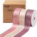 Dusty Rose Double Face Satin Ribbon 1 Inch x 45 Yards Champagne Pink/Rose Gold/Mauve Fabric Ribbon for Gift Wrapping, Flower Bouquets, Bows Making, Wedding Decor (3 Rolls *15Yd)