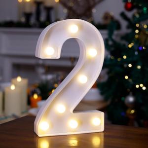 LED Marquee Sign Light Up Letters, Alphabet Light Up Letters Sign, Battery Powered LED Letter Lights for Night Light, Wedding, Birthday, Party, Christmas or Home Decor (Number 2)