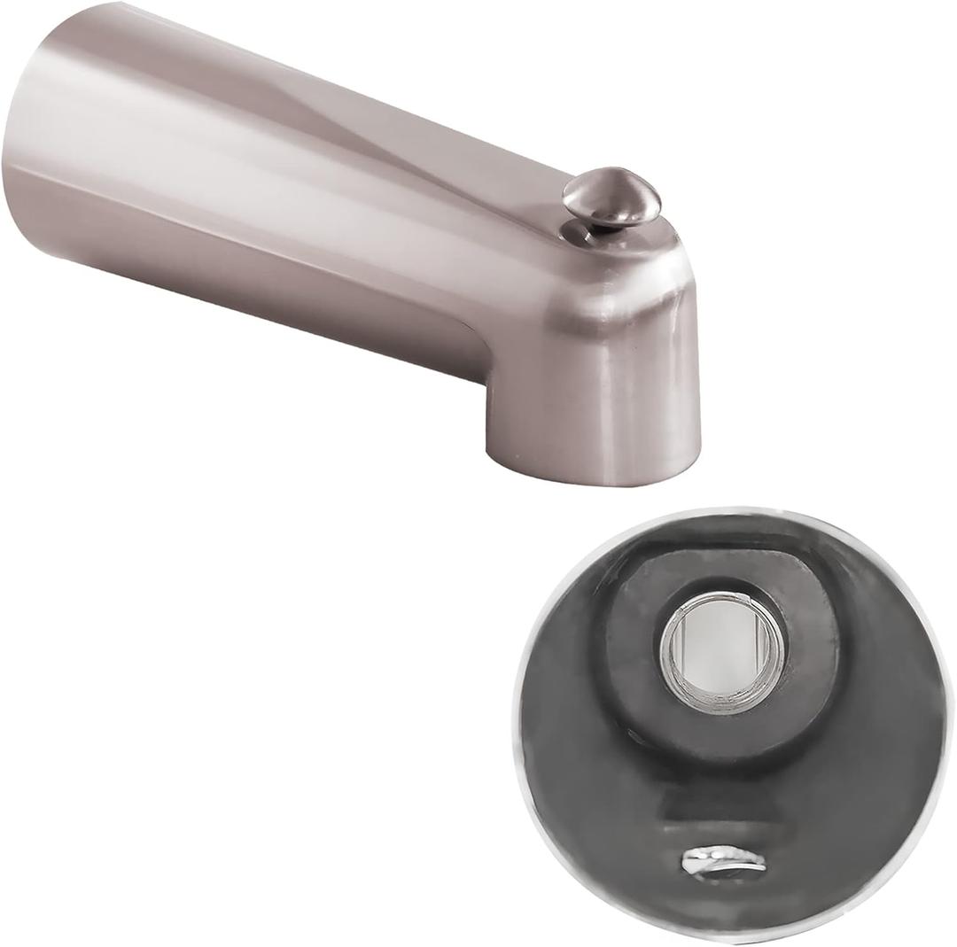 SENTO Nickel Universal Bathroom Tub Spout with Diverter, Durable Heavy Duty Metal Bathtub Faucet with Shower Diverter - 7 Inches 1/2" IPS Inside Thread, Satin Nickel