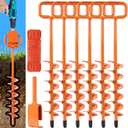 2025 Heavy Duty Ground Anchors Screw in - Tent Stakes Heavy Duty, Orange Spiral Stakes for Trampoline, Camping & Hard Ground, Mobile Home Anchors (6 PCS, 15in)