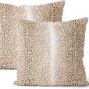 Antelope Pillow Covers 18x18 Inch 2 Pcs Brown Deer Animal Skin Print Decor Throw Pillows Fall Winter Modern Outdoor Decoration Pillowcase Soft Cotton Cushion Cover for Couch Sofa Bed