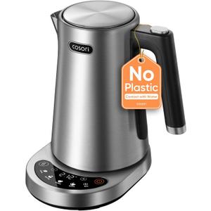 Cosori Electric Kettle, Plastic-Free Interior, 5 Presets 5 Temperature Control, Fast Boiling, 2 Lid Opening, 60Min Keep Warm, Stainless Steel Tea Kettle for Tea, Hot Water, Boil Water, Coffee, 1.7L