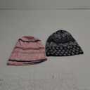 Women's Baggy Slouchy Beanie Chemo Hat Cap Scarf, 2 Pcs, Pink/Black