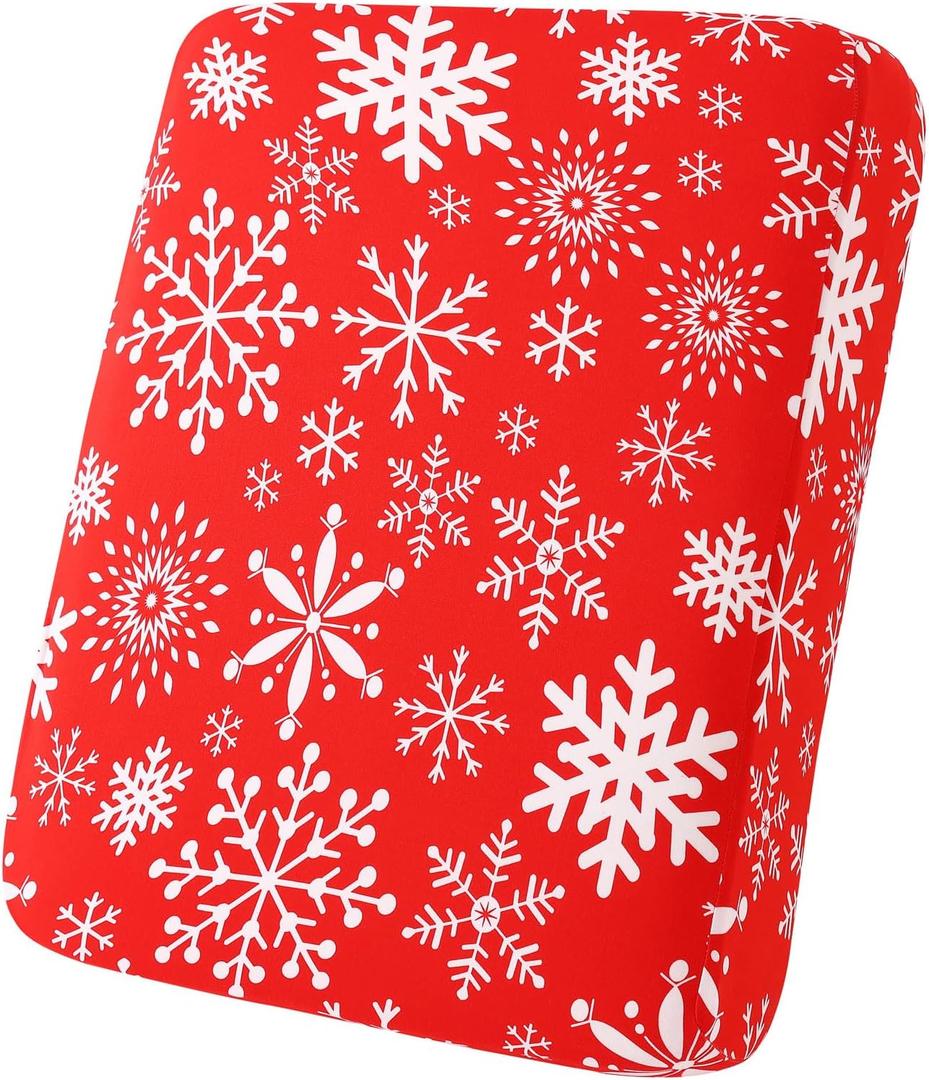 hyha Printed Couch Cushion Covers, Floral Sofa Covers Washable for Cushion Couch, Stretch Pattern Outdoor Cushion Covers for Patio Furniture with Elastic Bottom(Small, Christmas Snowflakes) (Red & White)