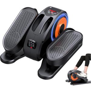 Under Desk Elliptical, Electric Seated Pedal Exerciser, Quiet & Compact Mini Ellipse Leg Exerciser with Display Monitor, Remote Control and 12 Adjustable Speeds, Elliptical Machine for Home (Orange)