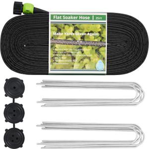 Garden Soaker Hose 25ft Save 70% Water, Leakproof Design Double Layer Drip Sprinkler Hose for Garden Bed
