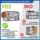 Headlights Assembly for 99-07 GMC Sierra, Compatible with 99-06 GMC Yukon Headlamp Replacement Chrome Housing Driver & Passenger Side