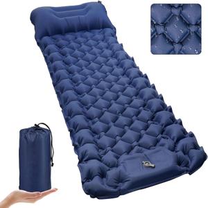 Sleeping Pad, Ultralight Self Inflating Camping Mat Sleeping Pad for Camping with Built-in Foot Pump & Pillow Durable Waterproof Sleeping Mat for Tent, Backpacking, Hiking - Blue