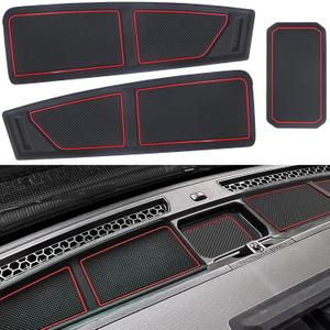 Dash Cover Tray for Ford Bronco Accessories 2021 2022 2023 2024 2025 2026, Dashboard Mat, Anti-Slip Silicone Insert, Anti Dust Interior, Dash Pad Liner for Bronco 2/4-Door (3pcs, Red Trim)