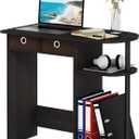 Furinno Go Green 32-Inch Black Computer Desk, Office Desk with 2 Side Shelves and Storage Bins, Rectangular Home Office Desk, Gaming Desk for Home Office, Bedroom, Study Room, Black Espresso