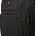 SWISSGEAR Sion Softside Expandable Spinner Luggage Durable Lightweight Travel Suitcase, Black, Checked-Large 29-Inch