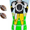 Preferred Toys 65 Inflatable Football Target Net Toss Game - Double-Sided Throwing Practice Football Stuff with Mini Balls - Backyard Tailgate Party Sports Toy for Kids & Adults (Yellow/Purple)