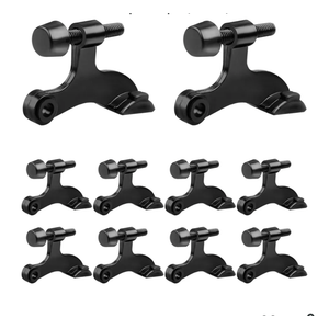 OBTANIM 8 Pack Hinge Pin Door Stopper Heavy Duty Metal Adjustable Door Stops with Rubber Bumper Tips (Black)