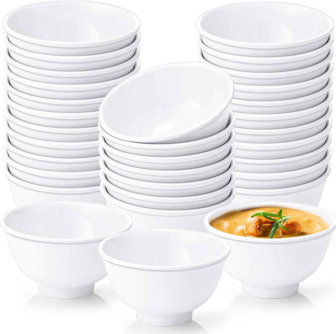 Tioncy 36 Pcs Bowls Set Unbreakable Dessert Soup Salad Bowls for Pasta Cereal Soup Dishwasher Safe (6 oz,White)