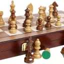 20" Extra Large Folding Chess Set - Walnut Wood Board & Weighted PVC Pieces - Portable Tournament Game for Adults, Travel, Gifts (Perfect for Beginners & Adults)