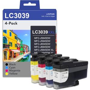 Lovpain LC3039 Ultra High-Yield Black/Cyan/Yellow Ink Cartridges(3Pack) - Lvan Compatible LC3039XXL Ink Cartridge Set Replacement for Brother LC3039 Ink MFC-J5845DW MFC-J5945DW MFC-J6545DW Printer