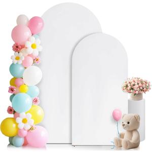 White Arch Covers Set of 2 7.2FT, 6FT Arch Backdrop Cover Spandex Stretchy Wedding Arch Backdrop Stand Cover for Birthday Baby Shower Banquet Party Background Decor Double Sided (White,7.2FT and 6FT)