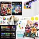 Nicpro 68PCS Acrylic Paint Canvas Set for Adults, Art Painting Supplies Kit with 24 Acrylic Paints,Table Easel,8 Canvas Panels,12 Brushes,Paper Pad,Cleaning Cup, Sponge, Palette for Beginner Artist