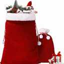 wonshia 2Pcs Christmas Velvet Santa Sack Large Christmas Santa Velvet Bag with Drawstring Gift Wrap Bags